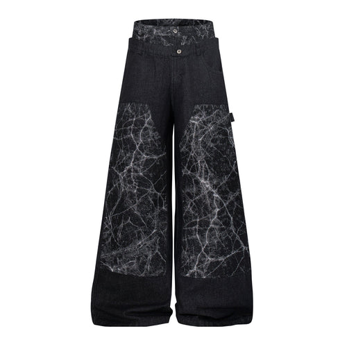 THETLSTUDIO M / black Jiayiku 2026 new arrivals American high street RO style heavy washed workwear wide-leg jeans loose logging pants