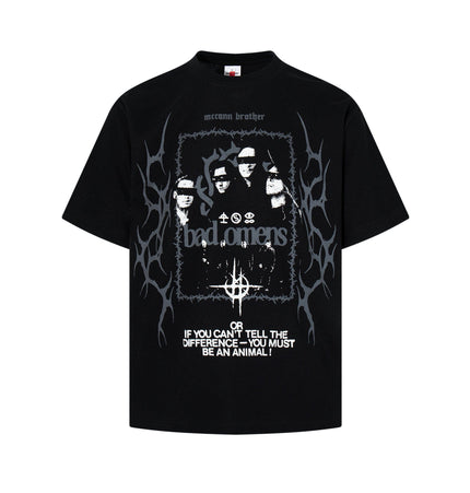 THETLSTUDIO M / black Jiayiku's 2026 new American street trendy brand tee dark punk print T-shirt waffle short-sleeved top