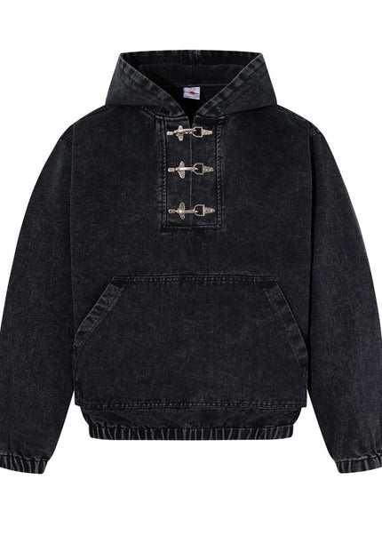 THETLSTUDIO M / black Jiayiku's 2026 new arrivals, American trendy brand retro heavyweight washed denim jackets, airplane buckle sweatshirts, hooded jackets