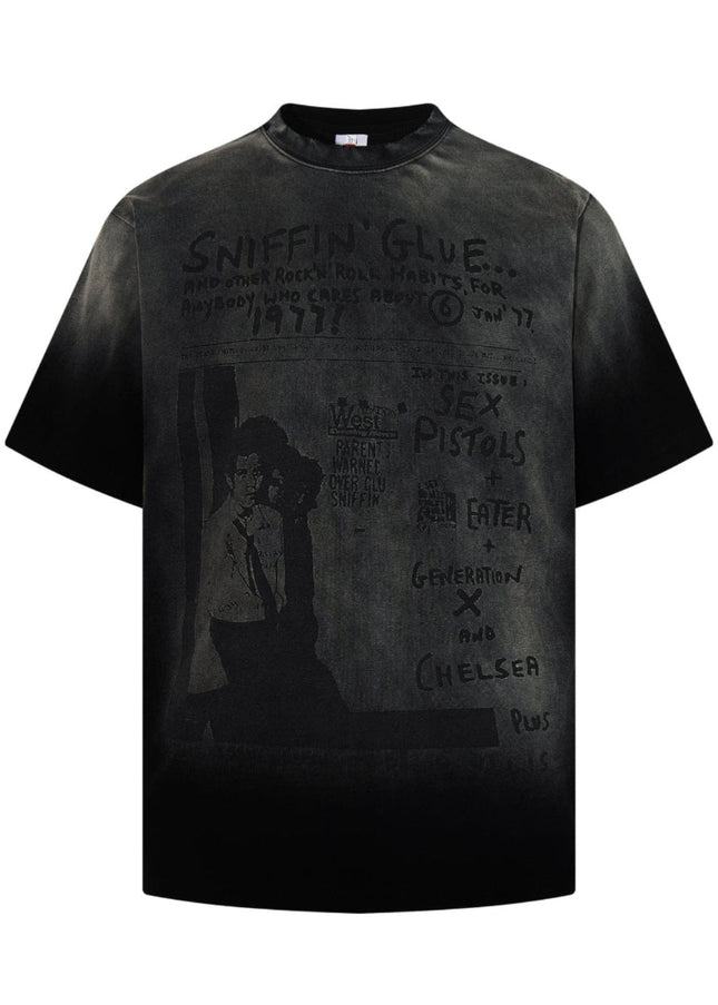 TALKLESSFASHION M / black Jiayiku's 2026 summer new American street hip-hop trendy brand tee cultural shirt gradient color washed destruction T-shirt