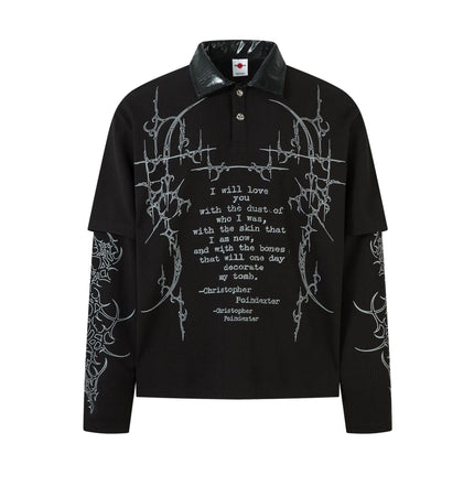THETLSTUDIO M / black Jiayloku Men's Fall 2025 New American Retro Trendy Brand Dark Fake Two Polo Shirt Lapel T-Shirt