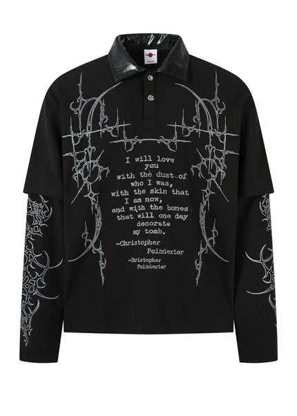 THETLSTUDIO M / black Jiayloku Men's Fall 2025 New American Retro Trendy Brand Dark Fake Two Polo Shirt Lapel T-Shirt