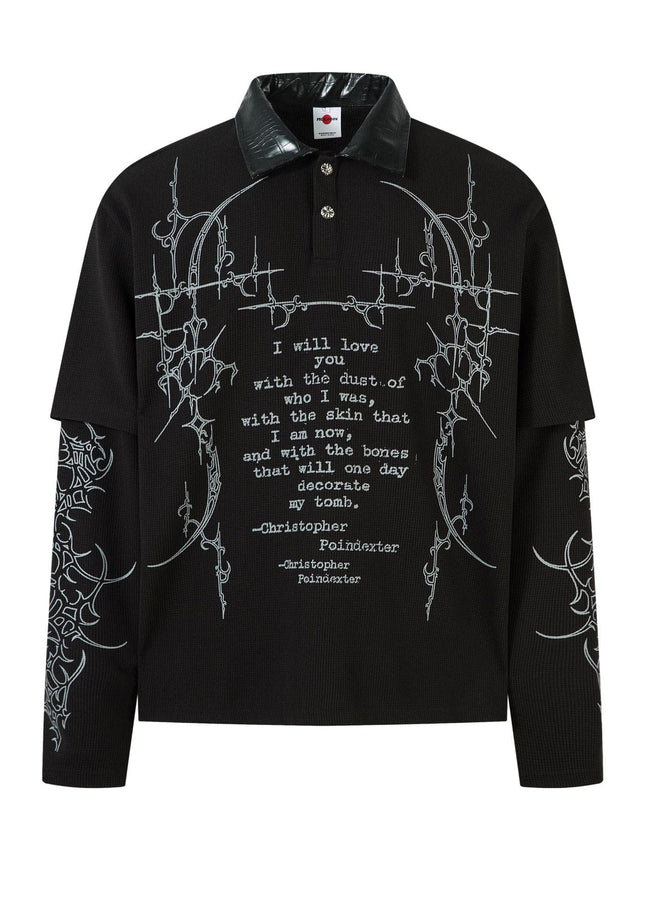TALKLESSFASHION M / black Jiayloku Men's Fall 2025 New American Retro Trendy Brand Dark Fake Two Polo Shirt Lapel T-Shirt