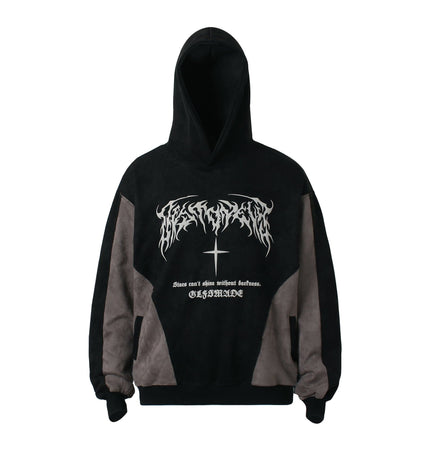 TALKLESSFASHION M / black JW523 American Retro Men's and Women's Premium Street Stitching Design Men's Loose Suede Thickened Sweatshirt
