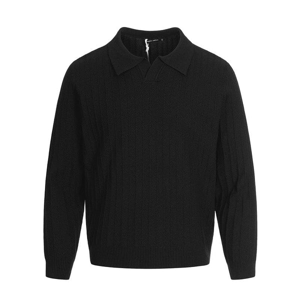 THETLSTUDIO M / Black MFY225 GXFortune American vintage high-end knitted polo shirt men's and women's trendy brand loose casual couple tops — 2