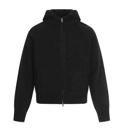 THETLSTUDIO M / Black MY017 GXFortune American Vintage Cleanfit Knit Men's and Women's Loose Casual Zip Cardigan Hooded Sweater