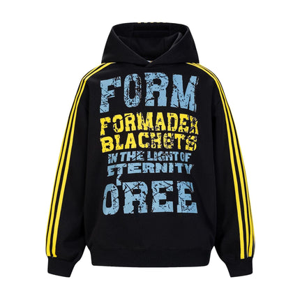 TALKLESSFASHION M / black OREETA American vintage mottled distressed letter print hoodie hoodie men's and women's trendy couple hoodies