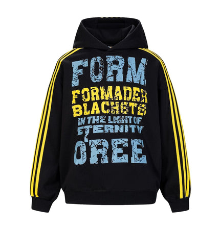 THETLSTUDIO M / black OREETA American vintage mottled distressed letter print hoodie hoodie men's and women's trendy couple hoodies