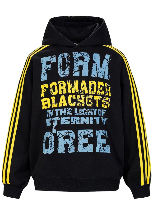 TALKLESSFASHION M / black OREETA American vintage mottled distressed letter print hoodie hoodie men's and women's trendy couple hoodies