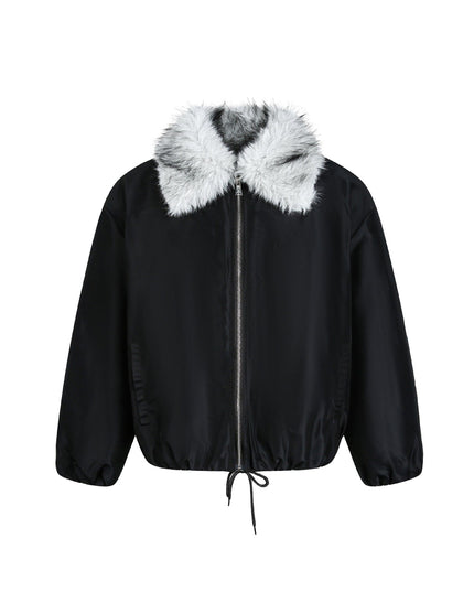 TALKLESSFASHION M / black Retro Contrast Stitching Loose Padded Jacket