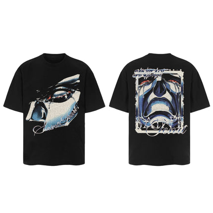 TALKLESSFASHION M / black SAINT vintage Short Sleeve T-Shirt High Street Loose Male and Female Couples 2025SS Hip Hop