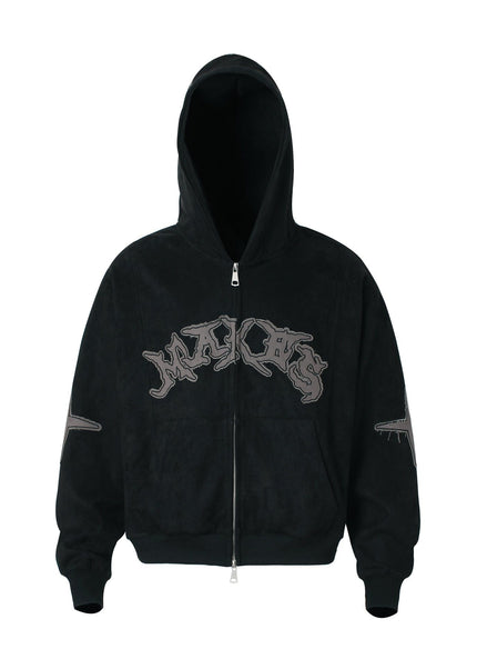 THETLSTUDIO M / black Suede Hooded Street Sweatshirt