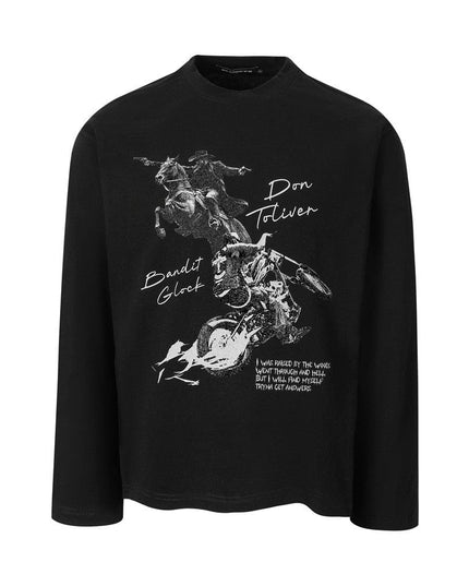 TALKLESSFASHION M / black TALKLESSFASHION : Retro Knight Loose Tee