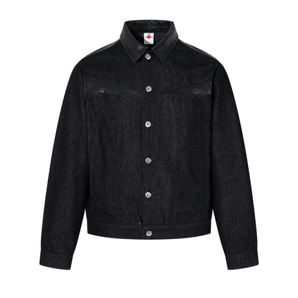 TALKLESSFASHION M / Black top 138 Jiayiku 2026 new product American retro high-quality heavy wash denim jacket patchwork jacket