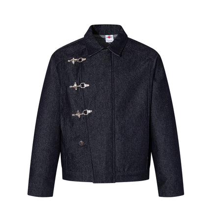 THETLSTUDIO M / Black top - 139 Jiayiku's 2026 new arrivals, American retro old money, wind-washed water, primary color denim jacket, airplane buckle, cargo jacket, men