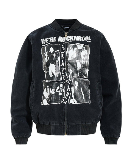 TALKLESSFASHION M / black Washed Canvas Flight Bomber Jacket