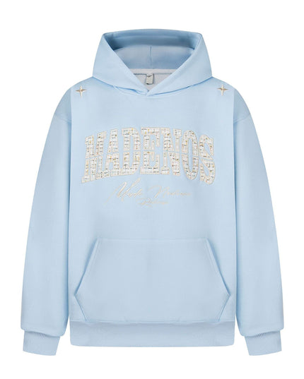 TALKLESSFASHION M / blue 2727 American retro high street trend men's and women's high-end letter 10,000 needle embroidery picture design men's hooded sweatshirt