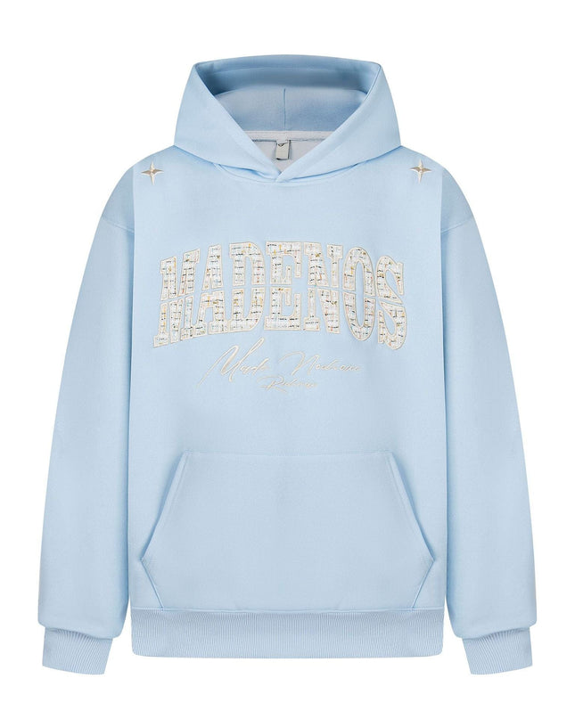 TALKLESSFASHION M / blue 2727 American retro high street trend men's and women's high-end letter 10,000 needle embroidery picture design men's hooded sweatshirt