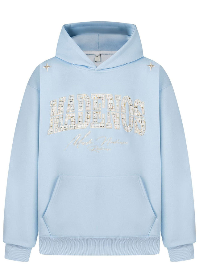TALKLESSFASHION M / blue 2727 American retro high street trend men's and women's high-end letter 10,000 needle embroidery picture design men's hooded sweatshirt