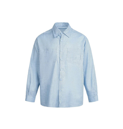 THETLSTUDIO M / blue EON 26 spring new spot American street trendy pinstripe double pocket basic long sleeve shirt men