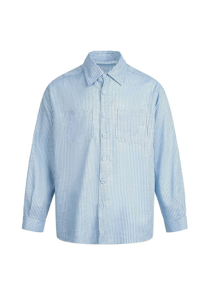 THETLSTUDIO M / blue EON 26 spring new spot American street trendy pinstripe double pocket basic long sleeve shirt men