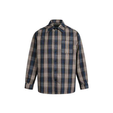 TALKLESSFASHION M / blue EON 26 spring new spot American street trendy plaid basic long sleeve shirt for men