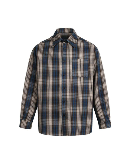 TALKLESSFASHION M / blue EON 26 spring new spot American street trendy plaid basic long sleeve shirt for men