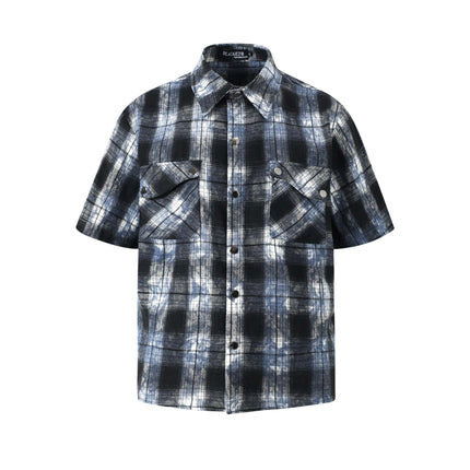 TALKLESSFASHION M / blue EON 26 summer new spot American street trendy high street personality pattern short-sleeved shirt man