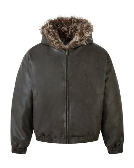 TALKLESSFASHION M / brown Jiayiku trendy brand 2025 new American mountain carved fur collar cotton jacket pilot leather jacket locomotive ruffian handsome cotton coat