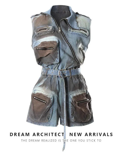 TALKLESSFASHION M (Buyer Show Return 5) / blue Wasteland Multi-Pocket Cargo suit