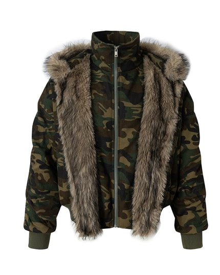 TALKLESSFASHION M / Camouflage Camo Pilot Fur Collar Jacket