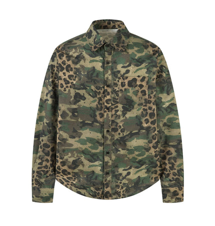 THETLSTUDIO M / Camouflage green Jiayiku's 2026 new American street trendy brand leopard print camouflage shirt long-sleeved ins trendy street ruffian shirt