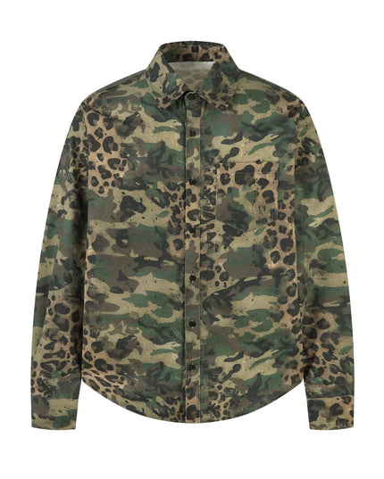 TALKLESSFASHION M / Camouflage green Jiayiku's 2026 new American street trendy brand leopard print camouflage shirt long-sleeved ins trendy street ruffian shirt