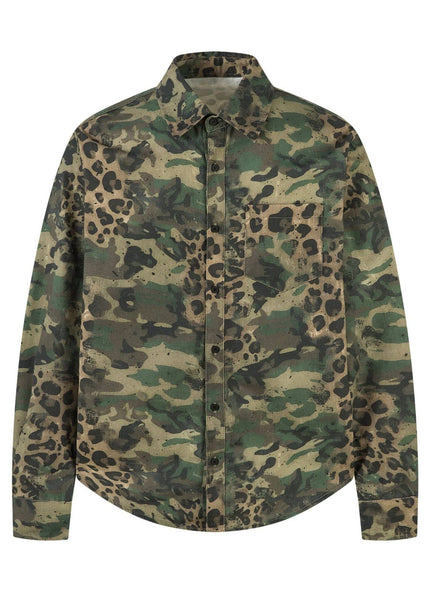 THETLSTUDIO M / Camouflage green Jiayiku's 2026 new American street trendy brand leopard print camouflage shirt long-sleeved ins trendy street ruffian shirt
