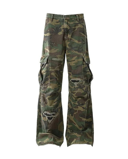 TALKLESSFASHION M / Camouflage Ripped Camouflage cargo Pants—6799