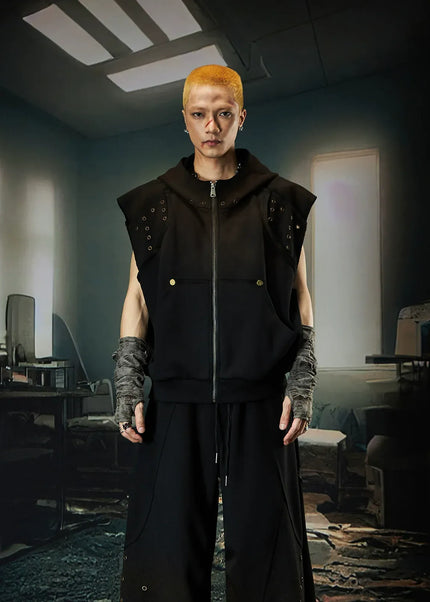 THETLSTUDIO M / coat Wasteland Cropped Hooded Vest & Slacks Set