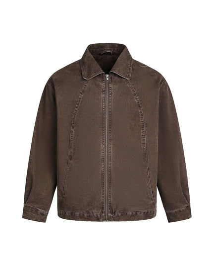 TALKLESSFASHION M / Coffee color EON 26 Spring New in stock American vintage washed zip lapel jacket jacket