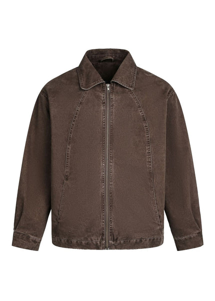 THETLSTUDIO M / Coffee color EON 26 Spring New in stock American vintage washed zip lapel jacket jacket