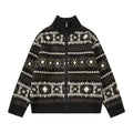 TALKLESSFASHION M / Coffee Fair Isle Executive Stand-Collar Shell
