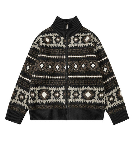 THETLSTUDIO M / Coffee Fair Isle Executive Stand-Collar Shell