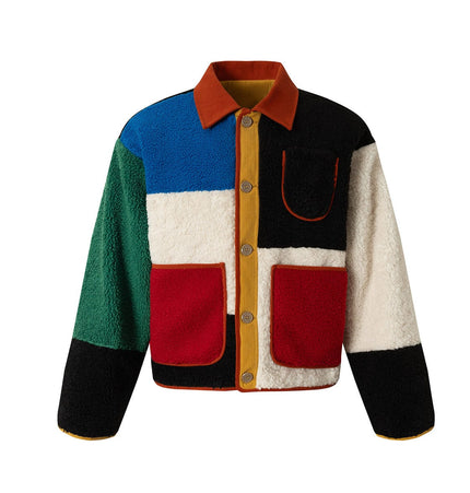 THETLSTUDIO M / Color matching Bauhaus Geometric Lambswool Jacket