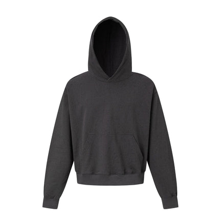 TALKLESSFASHION M / dark green 27420 American street trend neutral trend retro full of worn hole design short and wide men's hooded sweatshirt