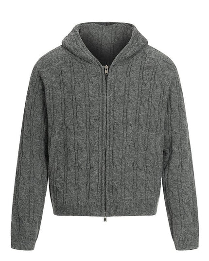 TALKLESSFASHION M / Dark grey MY020 GXFortune Vintage Lazy Wind Twist Hooded Knit Cardigan Men's and Women's Fall Winter Loose Casual Sweater Coat