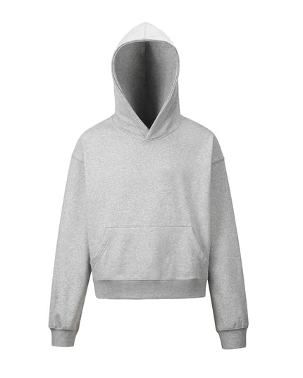 TALKLESSFASHION M / flecking gray 0039 American retro trend men's and women's high street version design solid color men's pullover short wide hooded sweatshirt