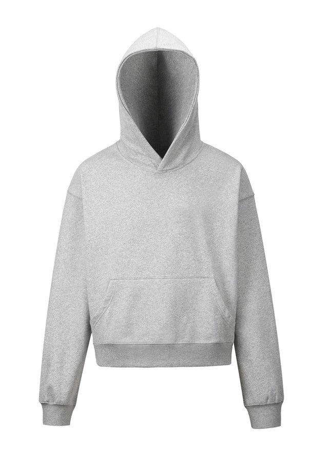 TALKLESSFASHION M / flecking gray 0039 American retro trend men's and women's high street version design solid color men's pullover short wide hooded sweatshirt