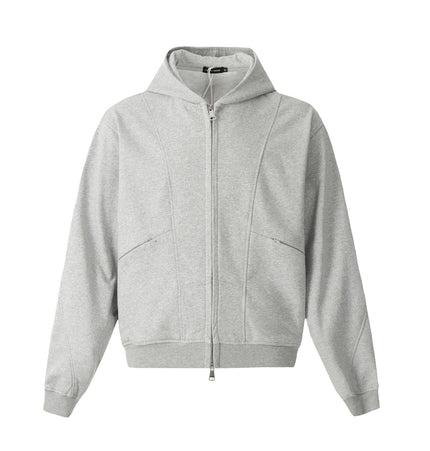 TALKLESSFASHION M / flecking gray 0172 American men's and women's high-end trend solid color deconstructed jacket design men's loose cardigan hooded sweatshirt