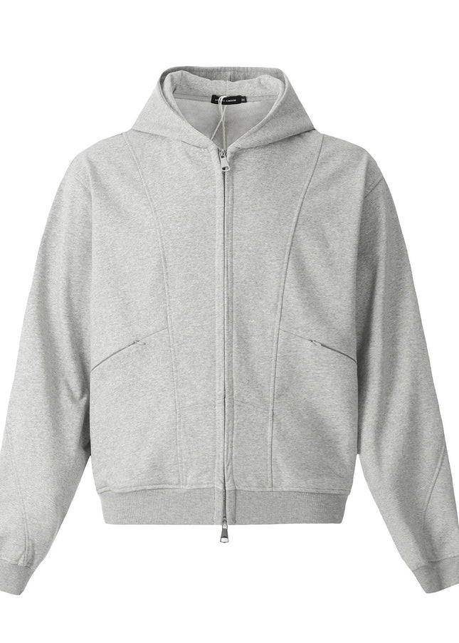 TALKLESSFASHION M / flecking gray 0172 American men's and women's high-end trend solid color deconstructed jacket design men's loose cardigan hooded sweatshirt