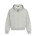 TALKLESSFASHION M / flecking gray 0267 American retro trend men's and women's turquoise design solid color men's zipper short and wide hooded sweatshirt