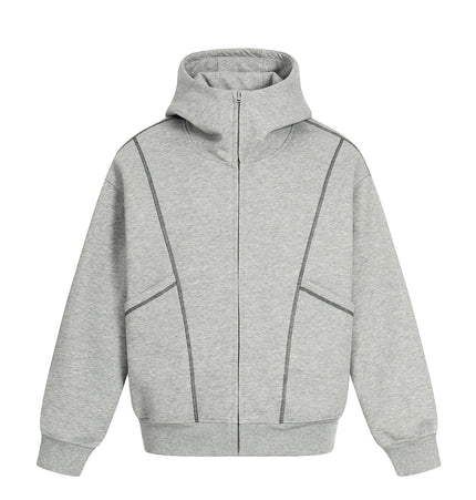 TALKLESSFASHION M / flecking gray 0269 American retro trend men's and women's jacket type topline deconstruction design men's loose hooded cardigan sweatshirt