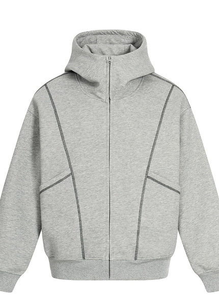 THETLSTUDIO M / flecking gray 0269 American retro trend men's and women's jacket type topline deconstruction design men's loose hooded cardigan sweatshirt